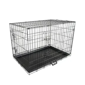Foldable 42" Wire Dog Crate with Tray, Double Doors Foldable 42" Wire Dog Crate with Tray, Double Doors