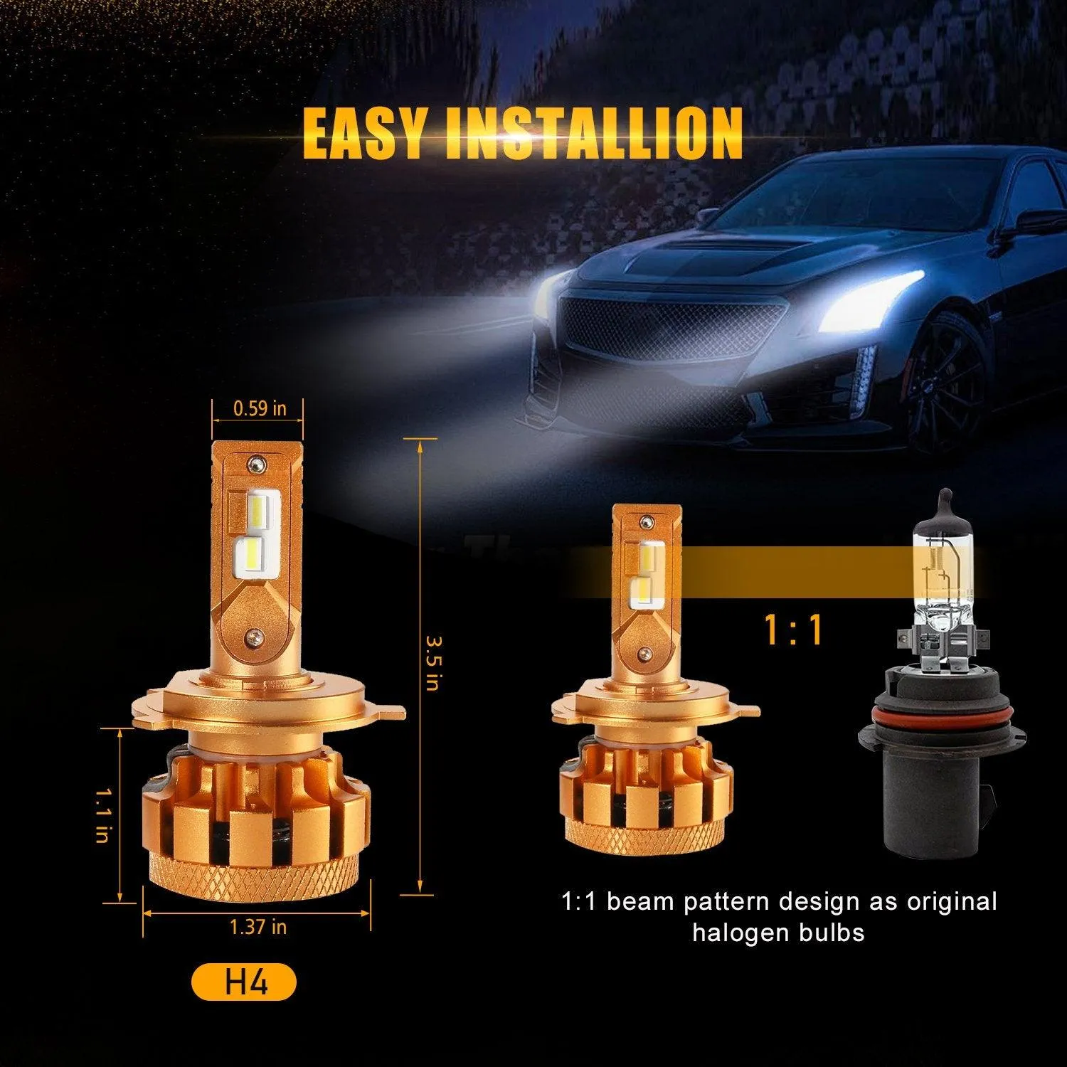 For 2000-2004 Ford Focus F-16 Plus Series Built-in Canbus Automotive Grade 14000LM LED Light Bulbs High Low Beam Bundle