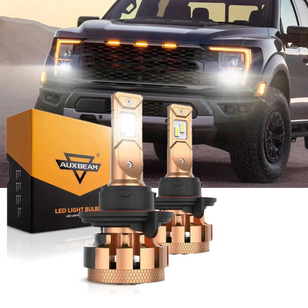 For 2004-2014 Ford F150 F-16 Plus Series H13 Built-in Canbus Automotive Grade 14000LM LED Light Bulbs High Low Beam Bundle
