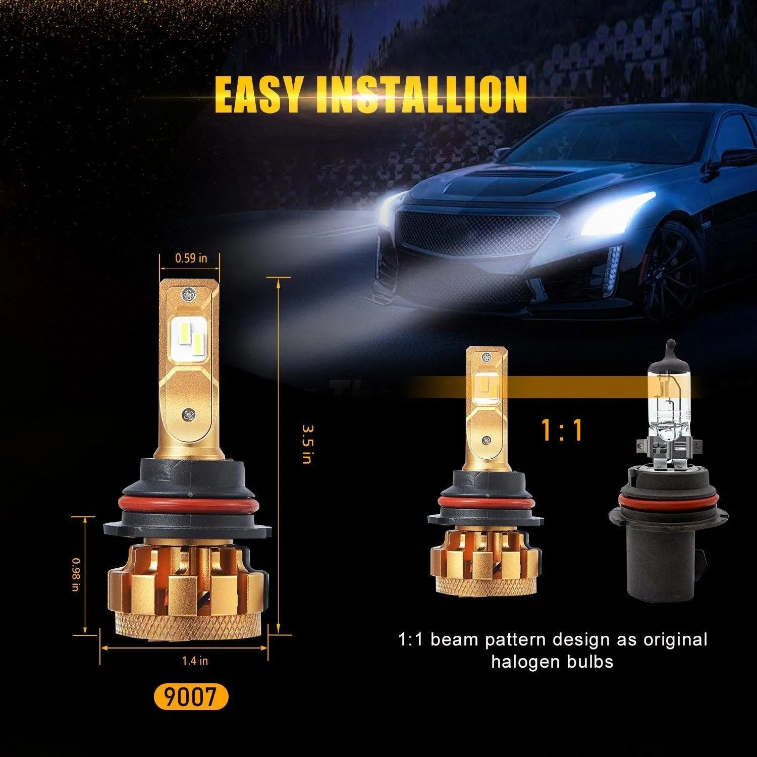 For 2005-2019 Nissan Frontier 9007/HB5 F-16 Plus Series Automotive Grade 14000LM LED Light Bulbs High Low Beam Bundle