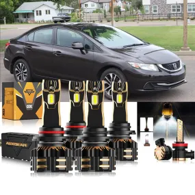 For 2006-2013 Honda Civic 9005 9006 LED Headlight Bulbs Bundle