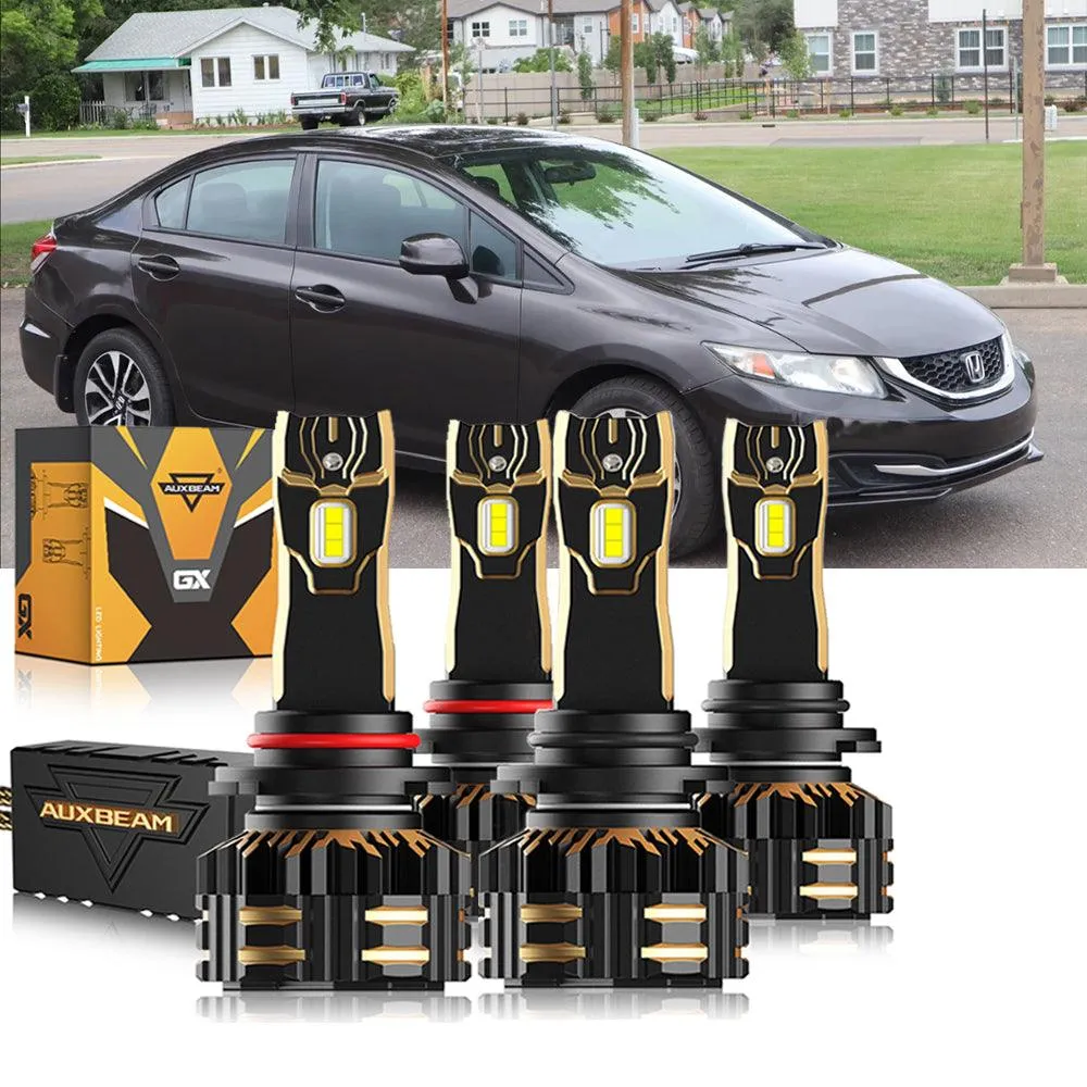 For 2006-2013 Honda Civic 9005 9006 LED Headlight Bulbs Bundle