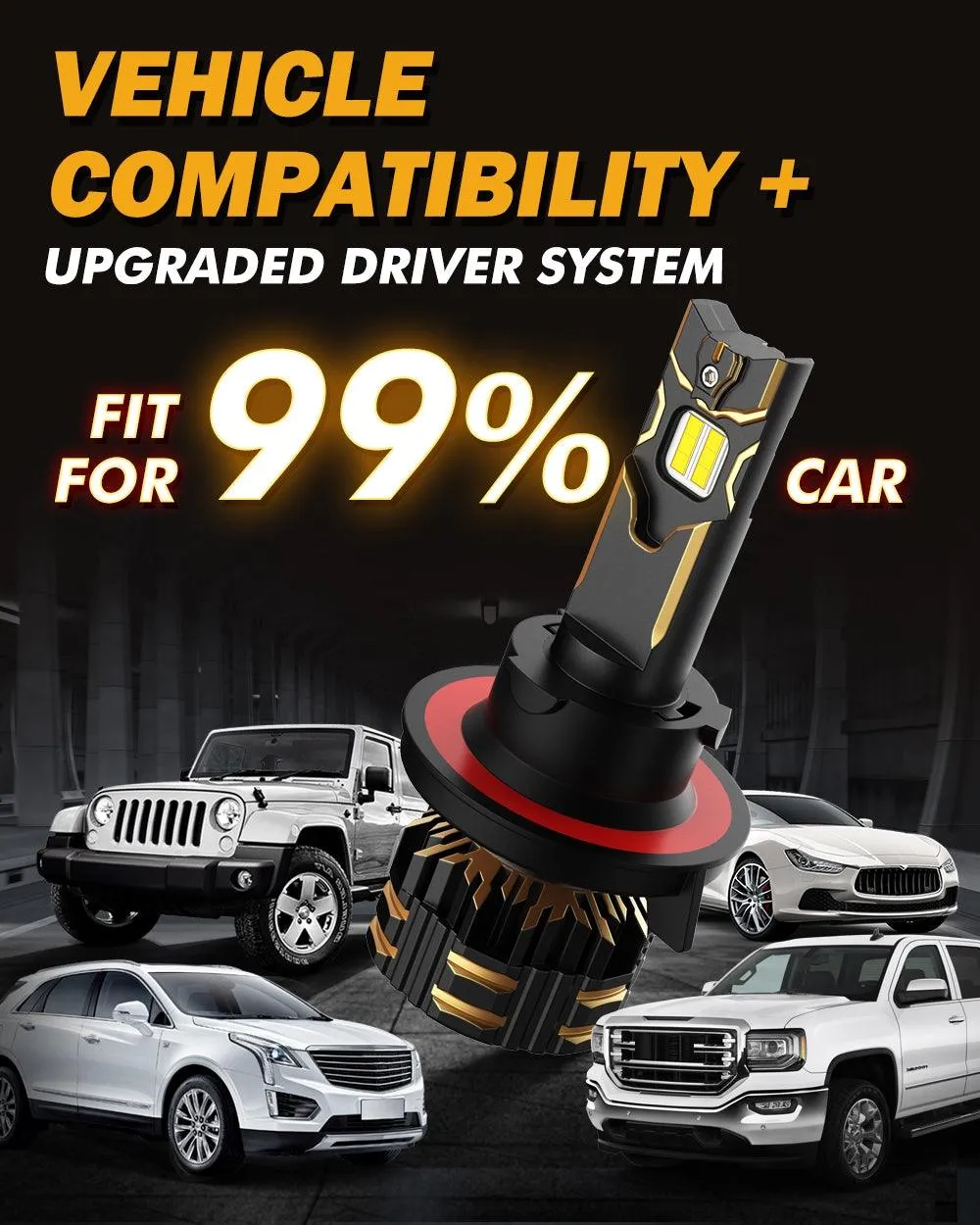 For 2007-2013 GMC Yukon XL 2500 H13 LED Headlight Bulbs