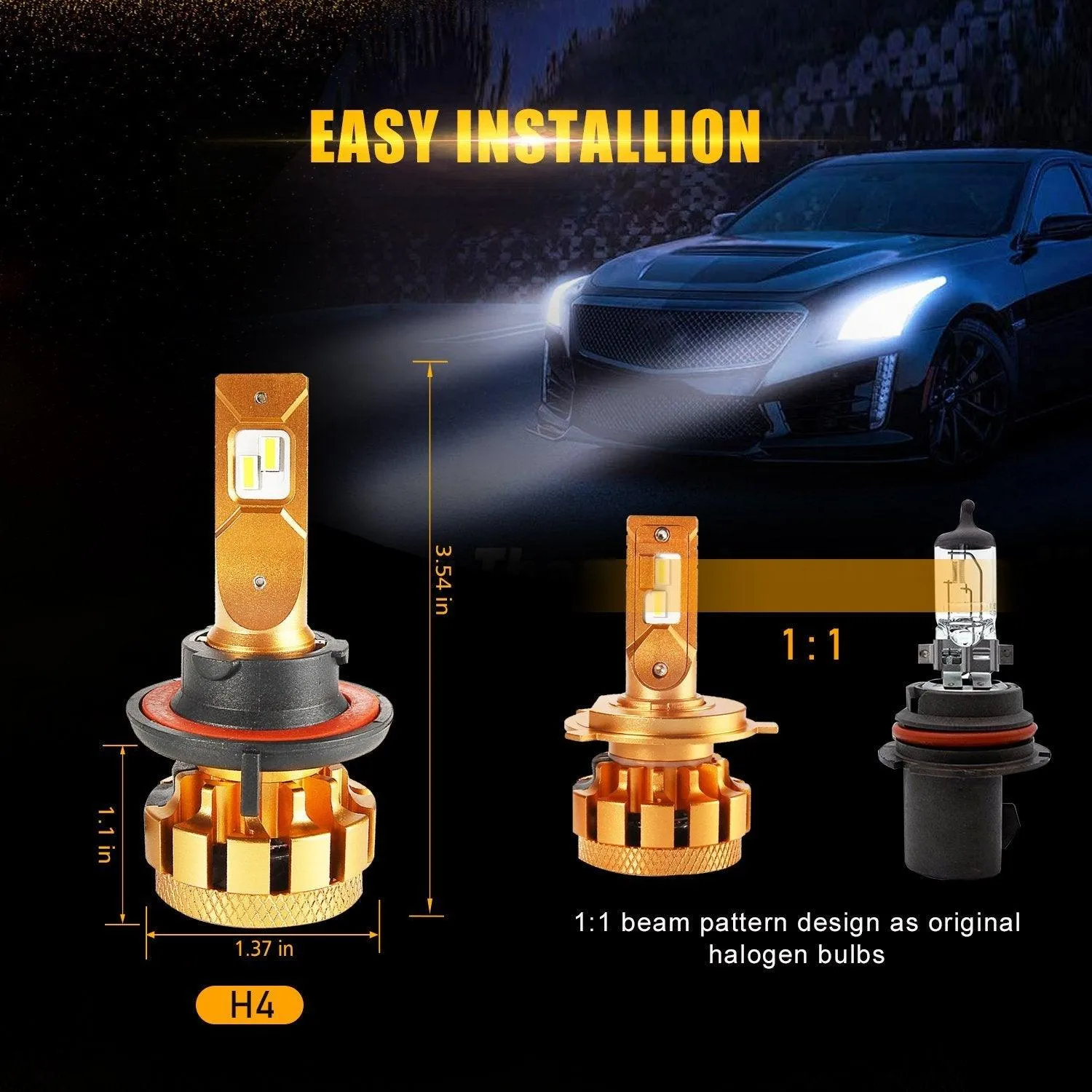 For 2008-2011 Ford Focus F-16 Plus Series Built-in Canbus Automotive Grade 14000LM LED Light Bulbs High Low Beam Bundle