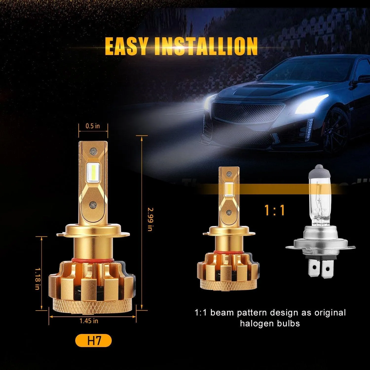 For 2015-2019 Hyundai Sonata(Hybrid/Hybrid Limited) F-16 Plus Series Built-in Canbus Automotive Grade 14000LM LED Light Bulbs High Low Beam Bundle