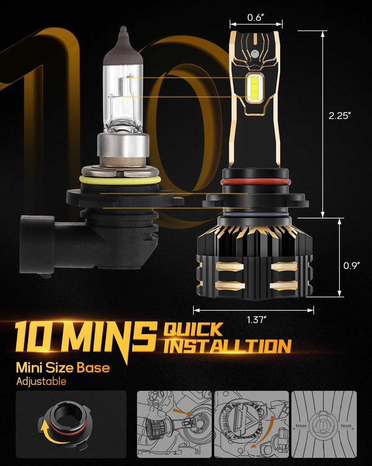 For 2015-2020 Ford F-150 9005 H11 LED Headlight Bulbs Bundle