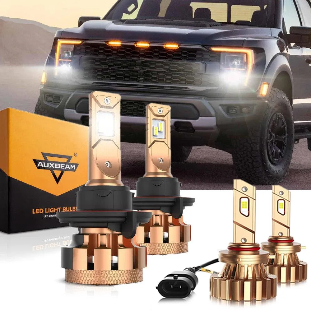 For FORD F150 F250 F350 F-16 Plus Series H13 Built-in Canbus Automotive Grade 14000LM LED Light Bulbs High Low Beam Bundle
