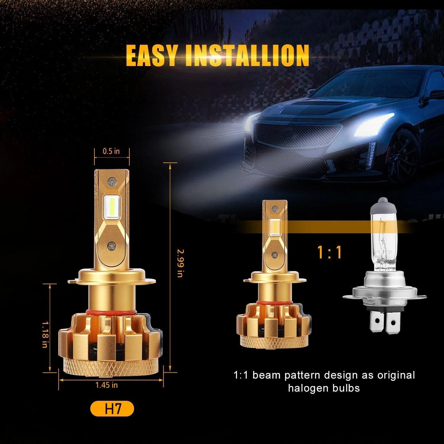 For Hyundai Sonata(Hybrid/Hybrid Limited) F-16 Plus Series Built-in Canbus Automotive Grade 14000LM LED Light Bulbs High Low Beam Bundle