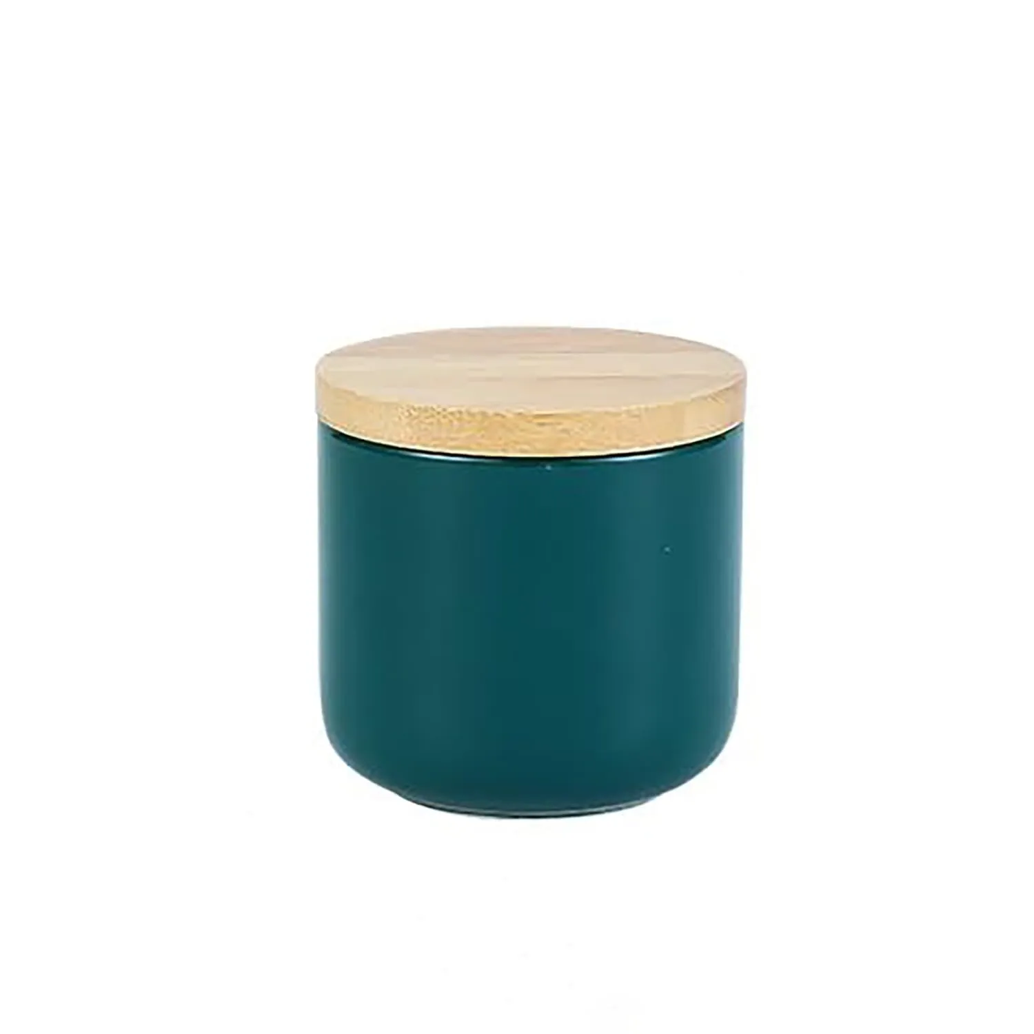 Homestic 260ml Ceramic Jar for Kitchen Storage | Air-tight Container Set with Bamboo Lid | Multipurpose kitchen storage container for Snacks, Tea, Sugar | Green | Pack of 2