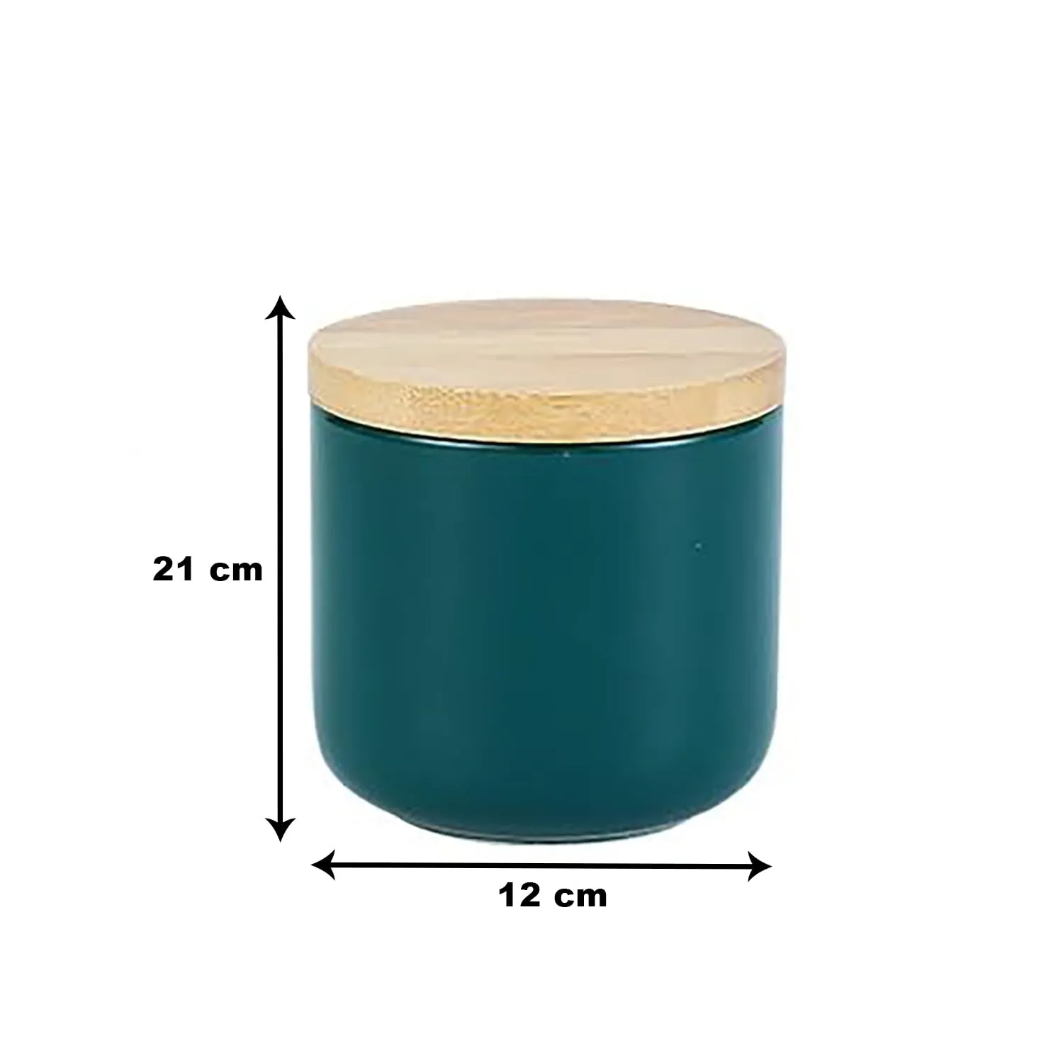 Homestic 260ml Ceramic Jar for Kitchen Storage | Air-tight Container Set with Bamboo Lid | Multipurpose kitchen storage container for Snacks, Tea, Sugar | Green | Pack of 2
