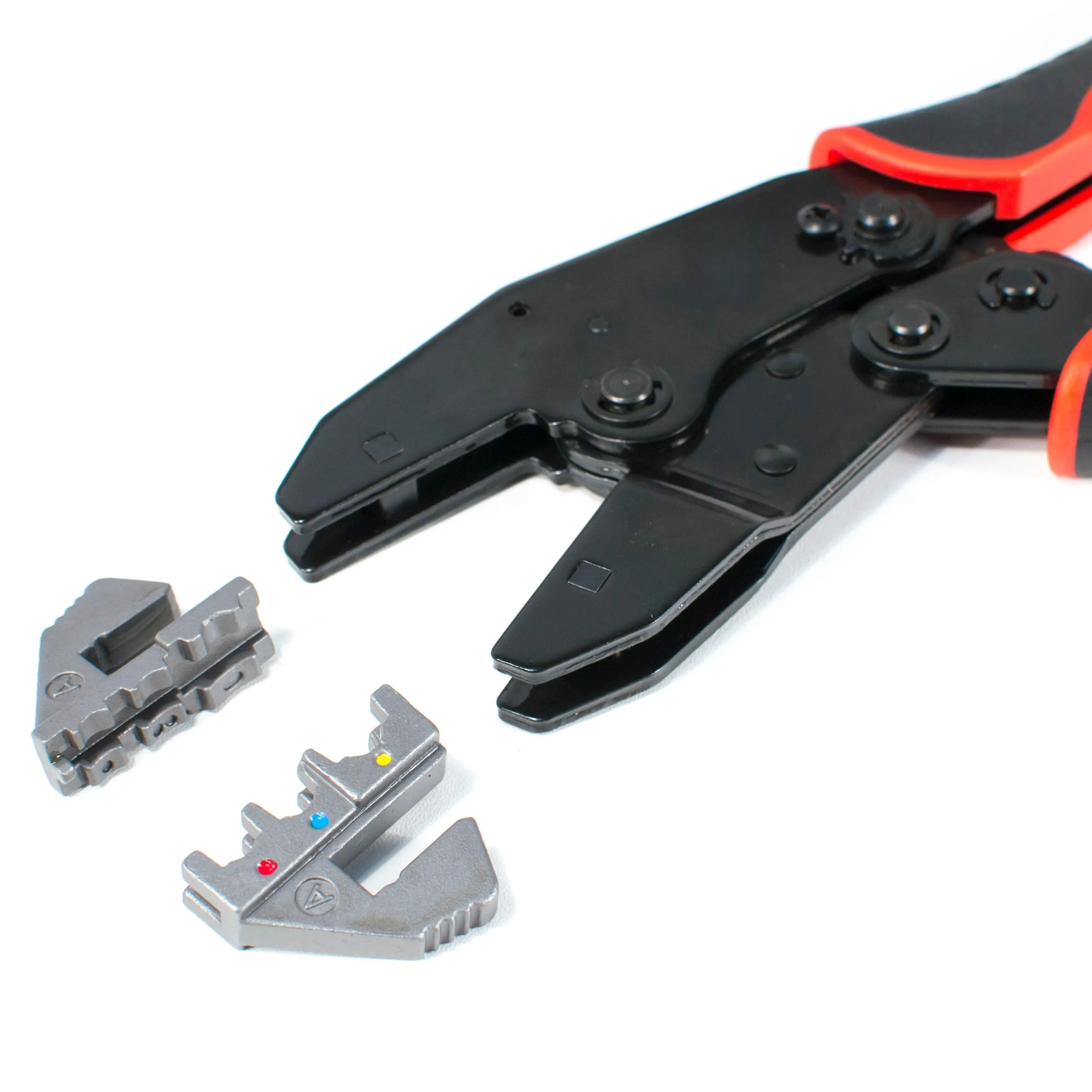 Interchangeable Ratcheting Terminal Crimper Set - 12 Die Sets with Wire Strippers (Insulated, Superseal, Weatherpack)