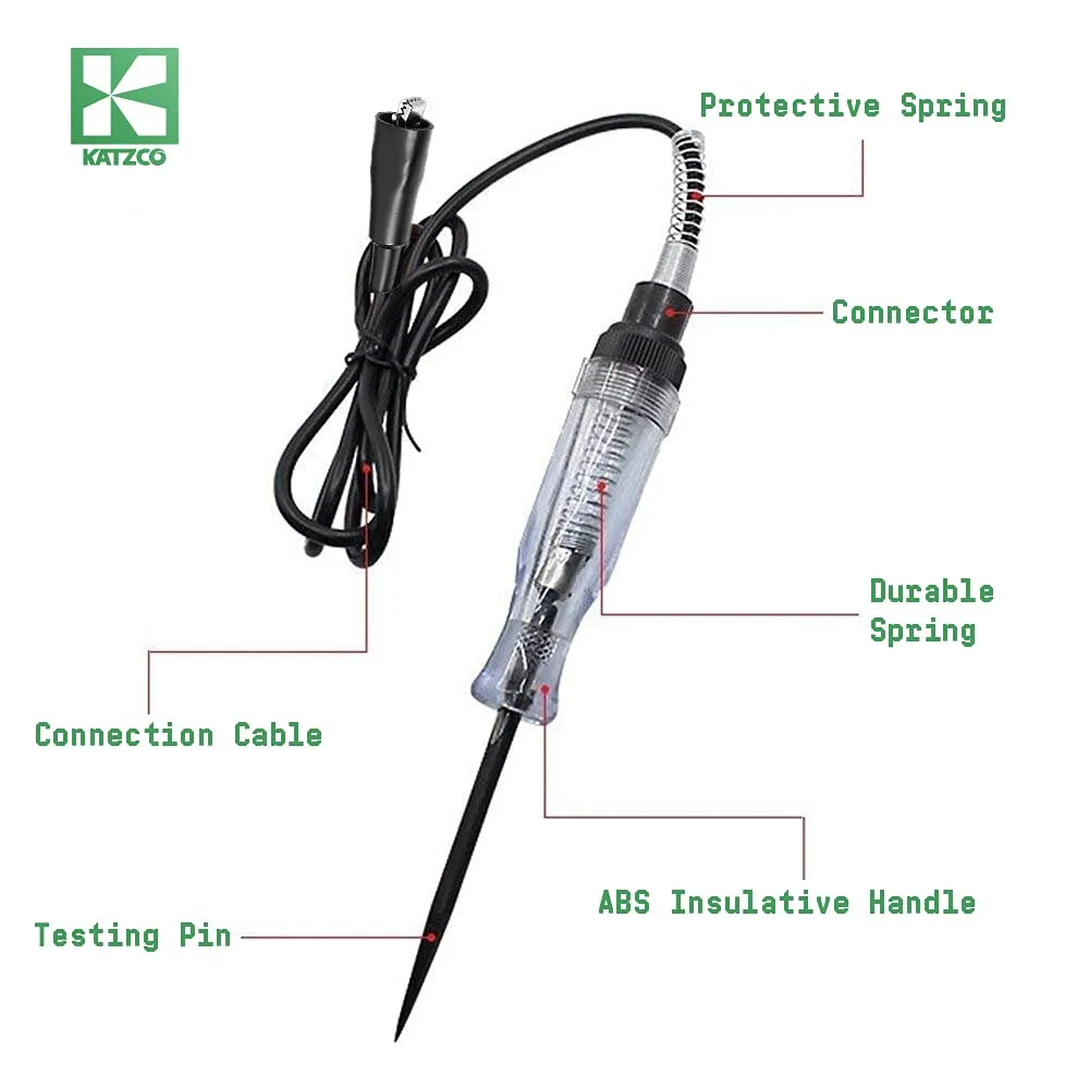 Katzco Voltage Continuity and Current Tester - 6-12 V DC - 24 V AC Circuit - Heavy Duty