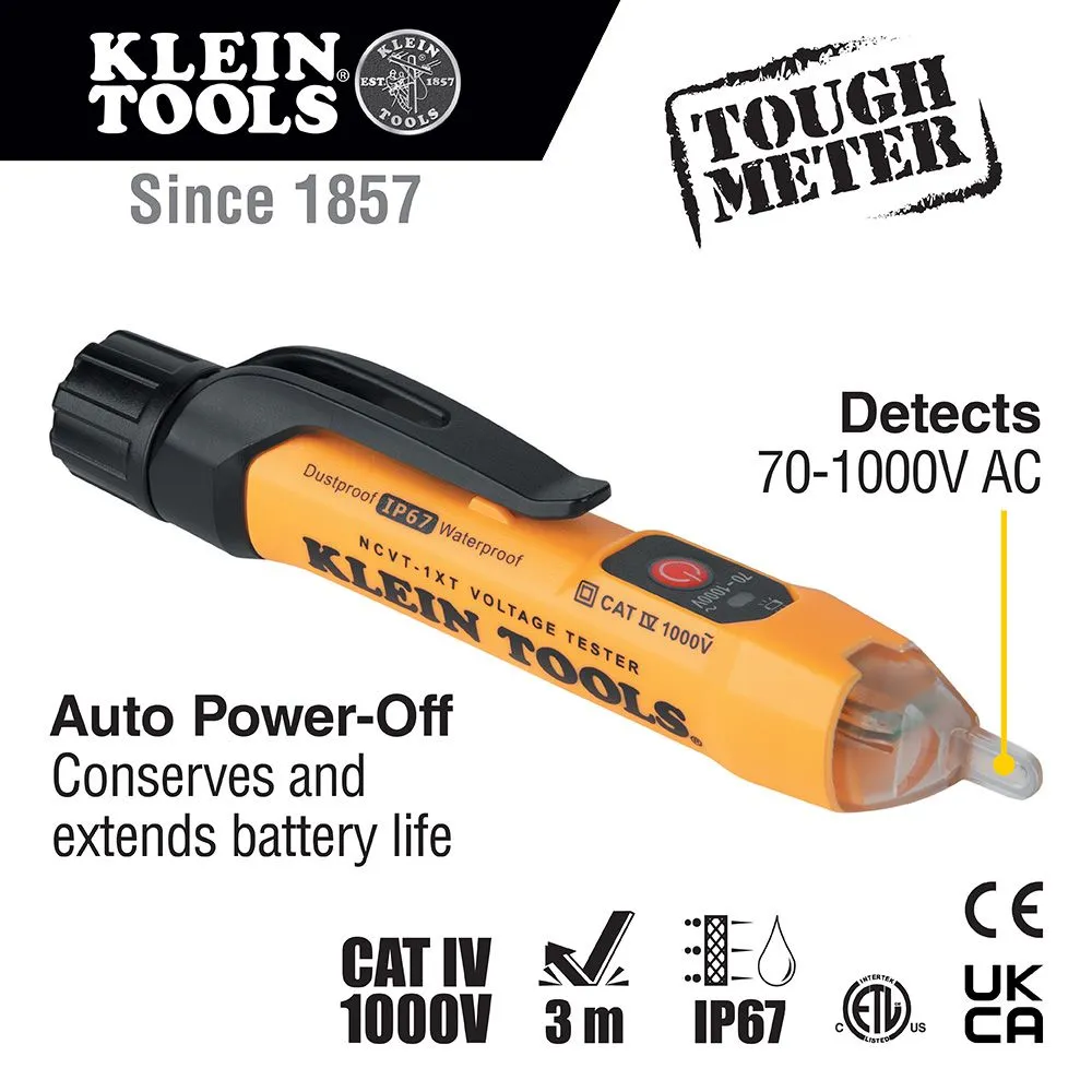 Klein Tools NCVT1XT Non-Contact Voltage Tester, 70 to 1000V AC