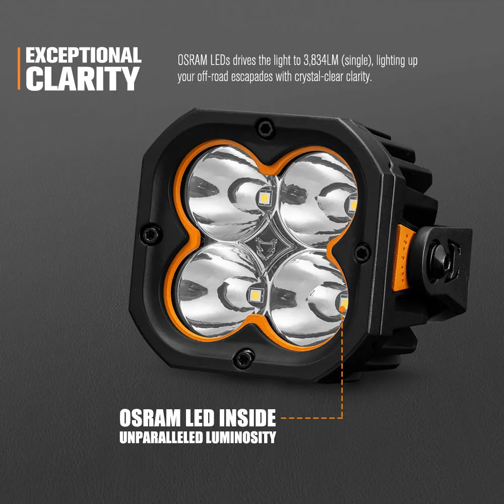 LIGHTFOX Pair 3inch Cygnus-4 Osram LED Pod Lights 1Lux@380m 3,834LM