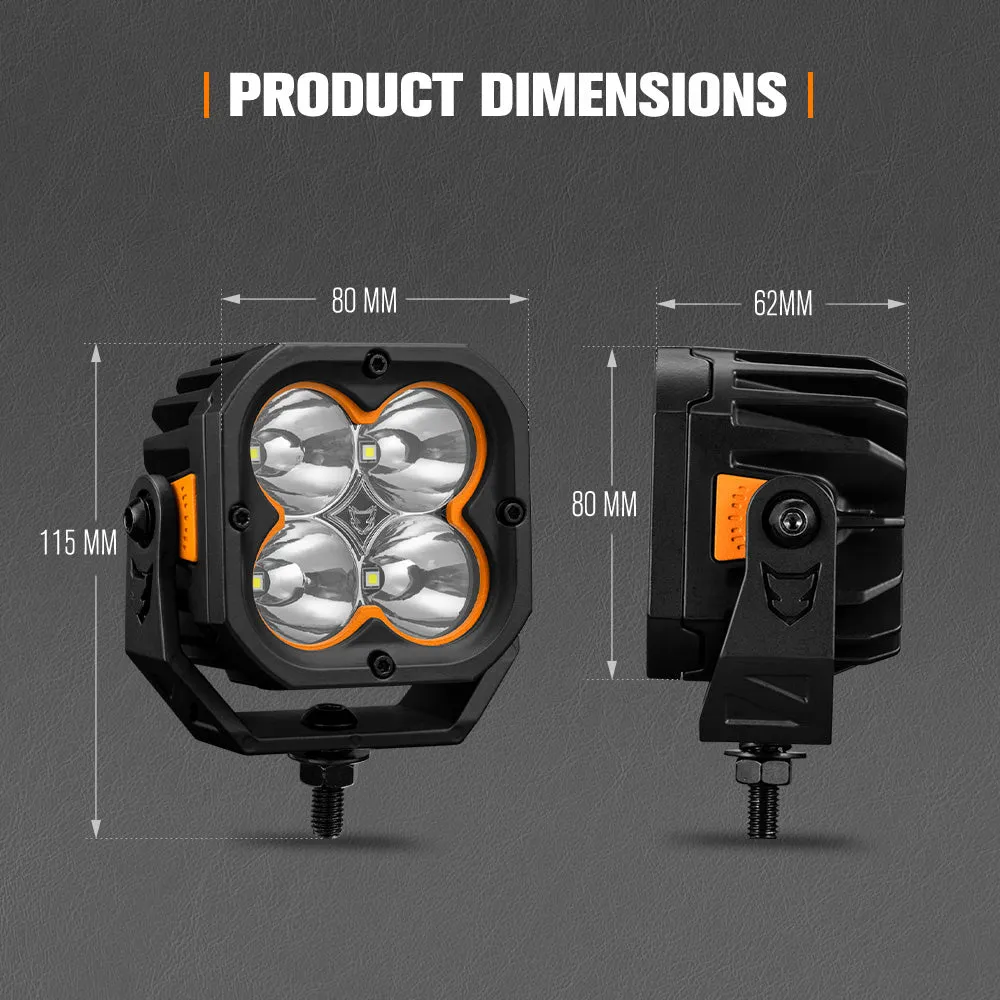 LIGHTFOX Pair 3inch Cygnus-4 Osram LED Pod Lights 1Lux@380m 3,834LM