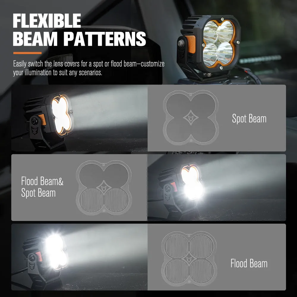 LIGHTFOX Pair 3inch Cygnus-4 Osram LED Pod Lights 1Lux@380m 3,834LM