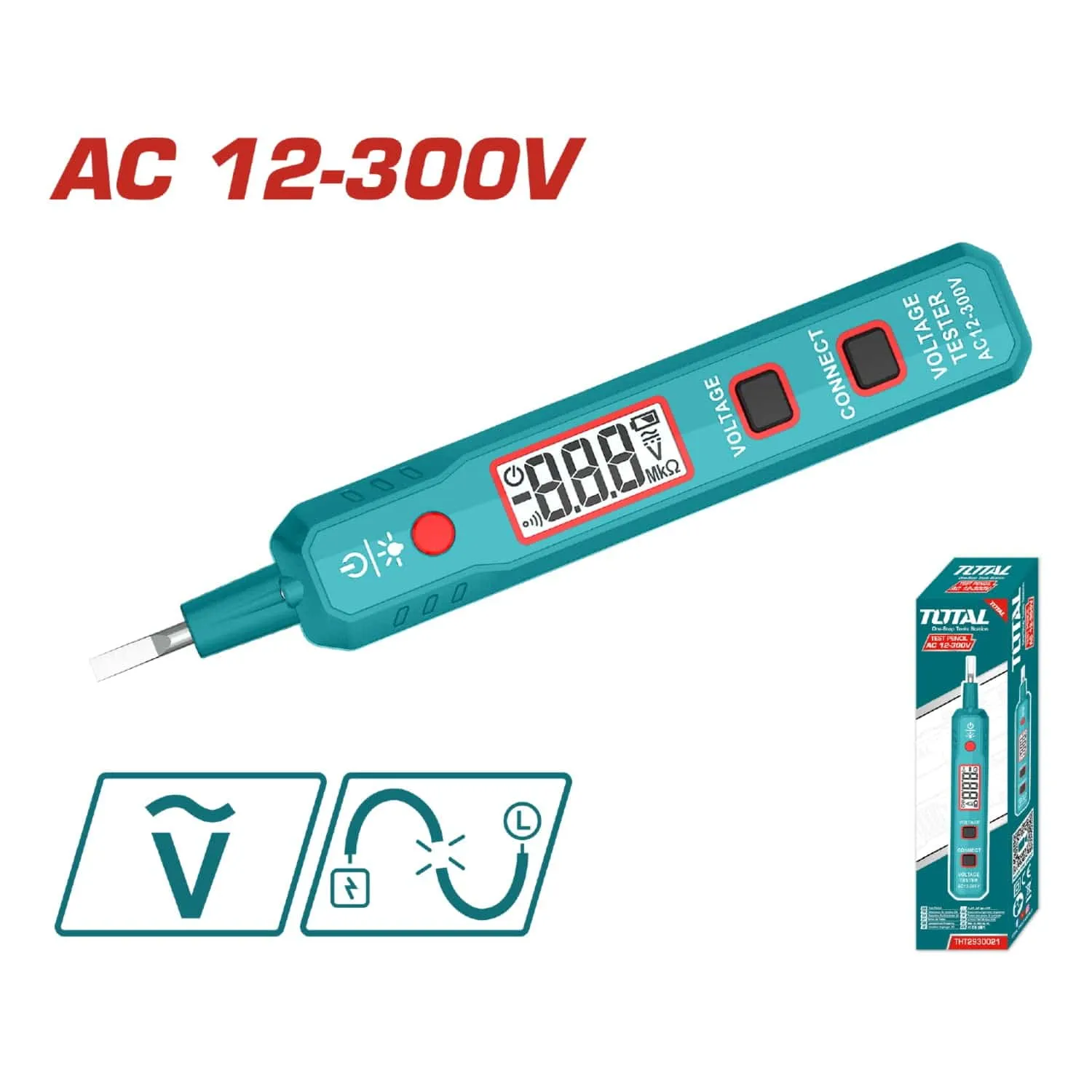 Medidor Probador De Voltaje De Lápiz AC 12-300V. LCD.