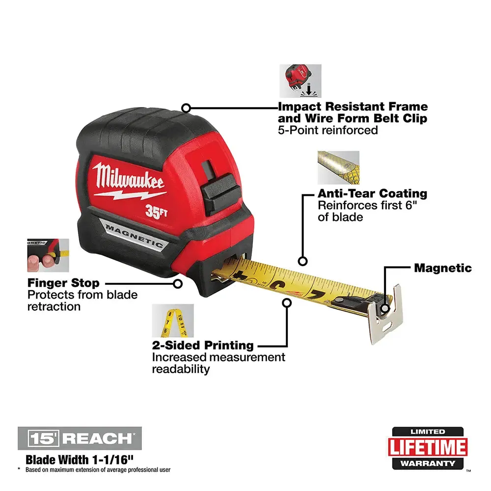 Milwaukee 35 ft. Compact Wide Blade Magnetic Tape Measure