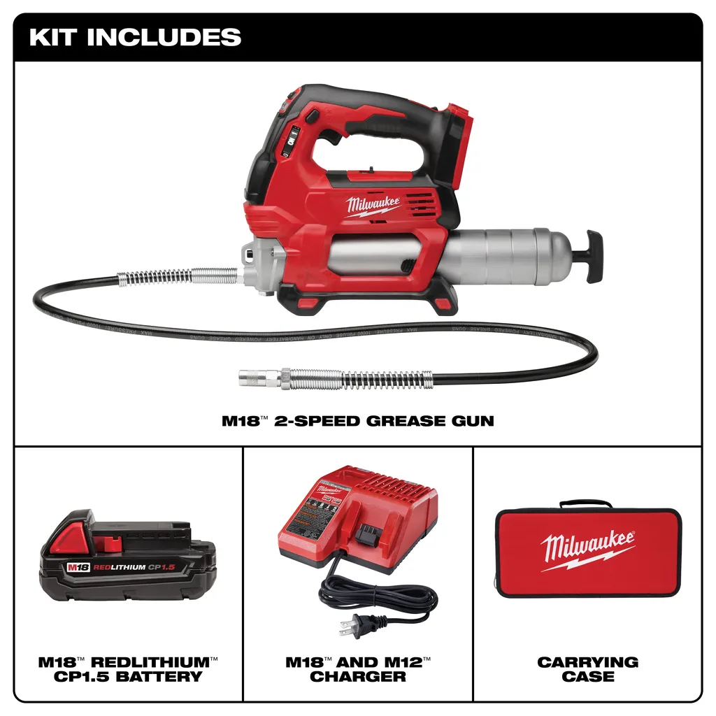 Milwaukee M18 2-Speed Grease Gun 1Ct Kit