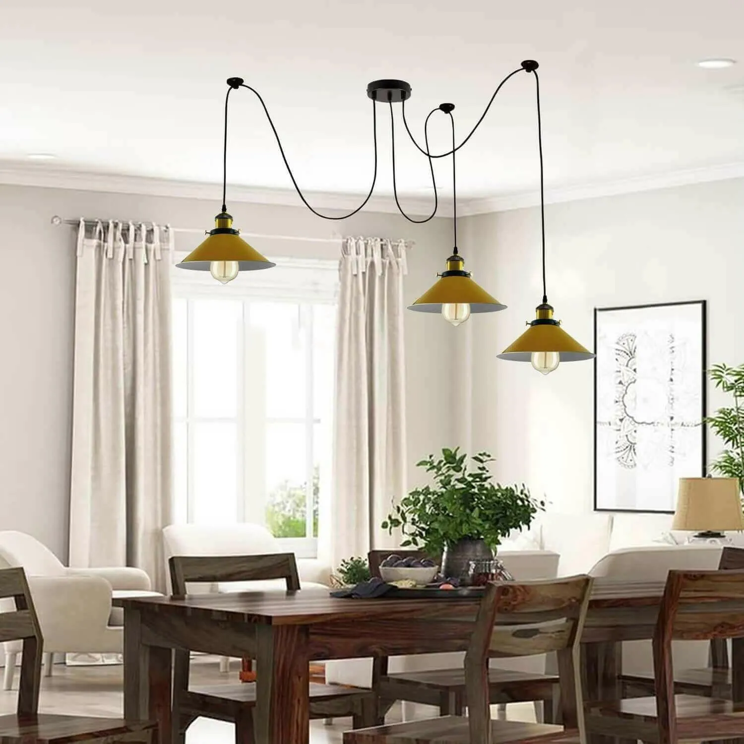 Modern large spider Braided Pendant lamp 3heads Clusters of Hanging