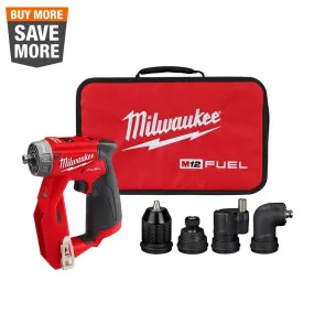 Open Box -  Milwaukee M12 FUEL 12-Volt Lithium-Ion Brushless Cordless 4-in-1 Installation 3/8 in. Drill Driver W/ 4 Tool Head (Tool-Only)