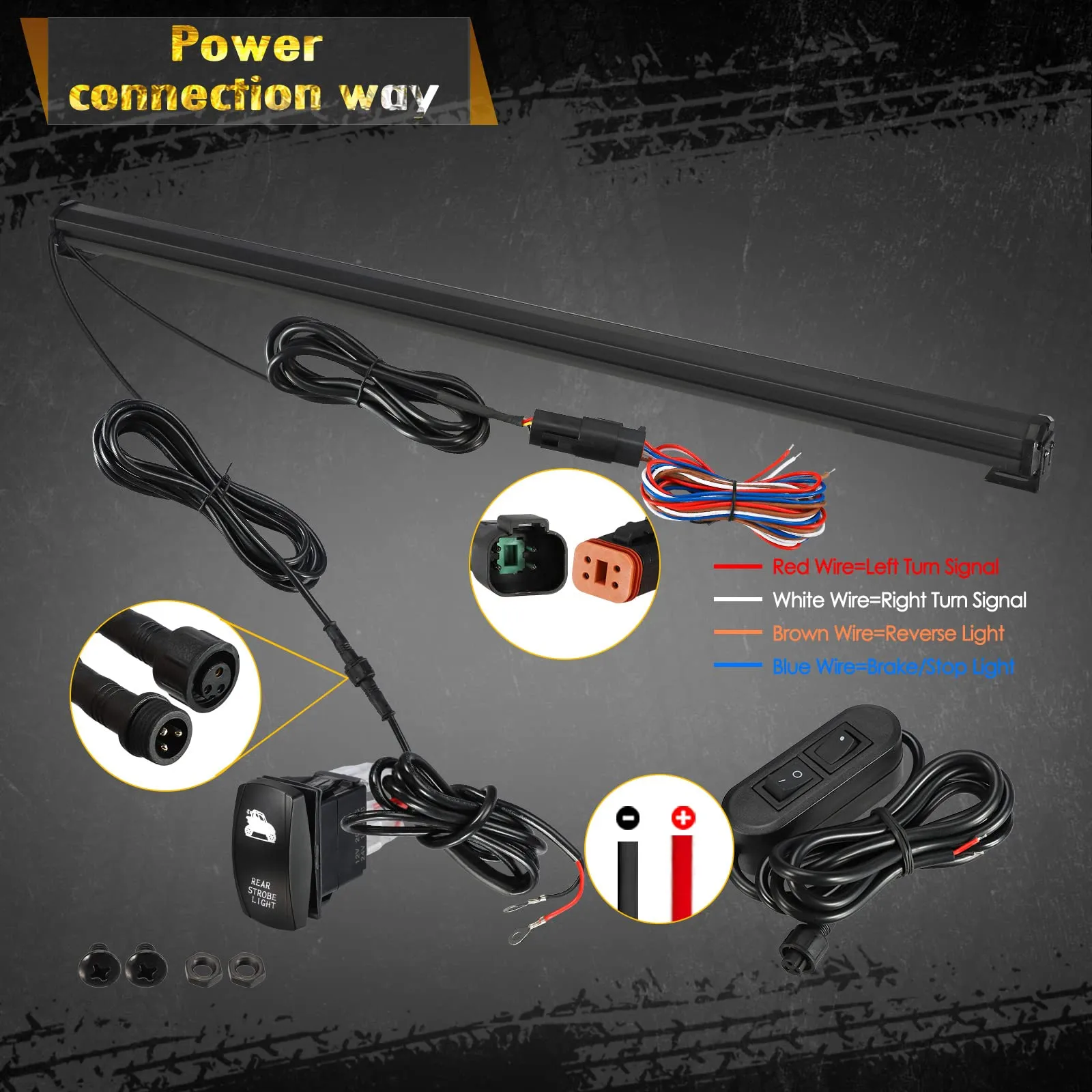 Partsam 30" Strobe Light Bar for UTV, ATV, RZR, Polaris, Can-am, 4x4, Trucks