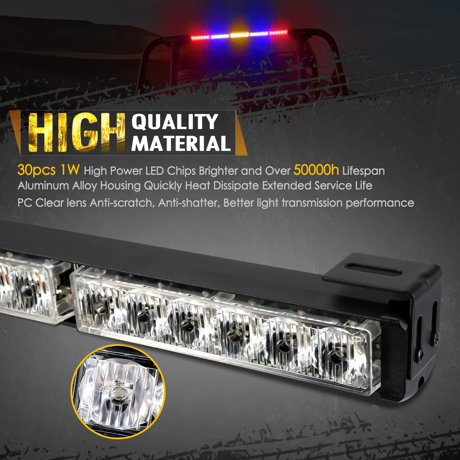 Partsam 30" Strobe Light Bar for UTV, ATV, RZR, Polaris, Can-am, 4x4, Trucks