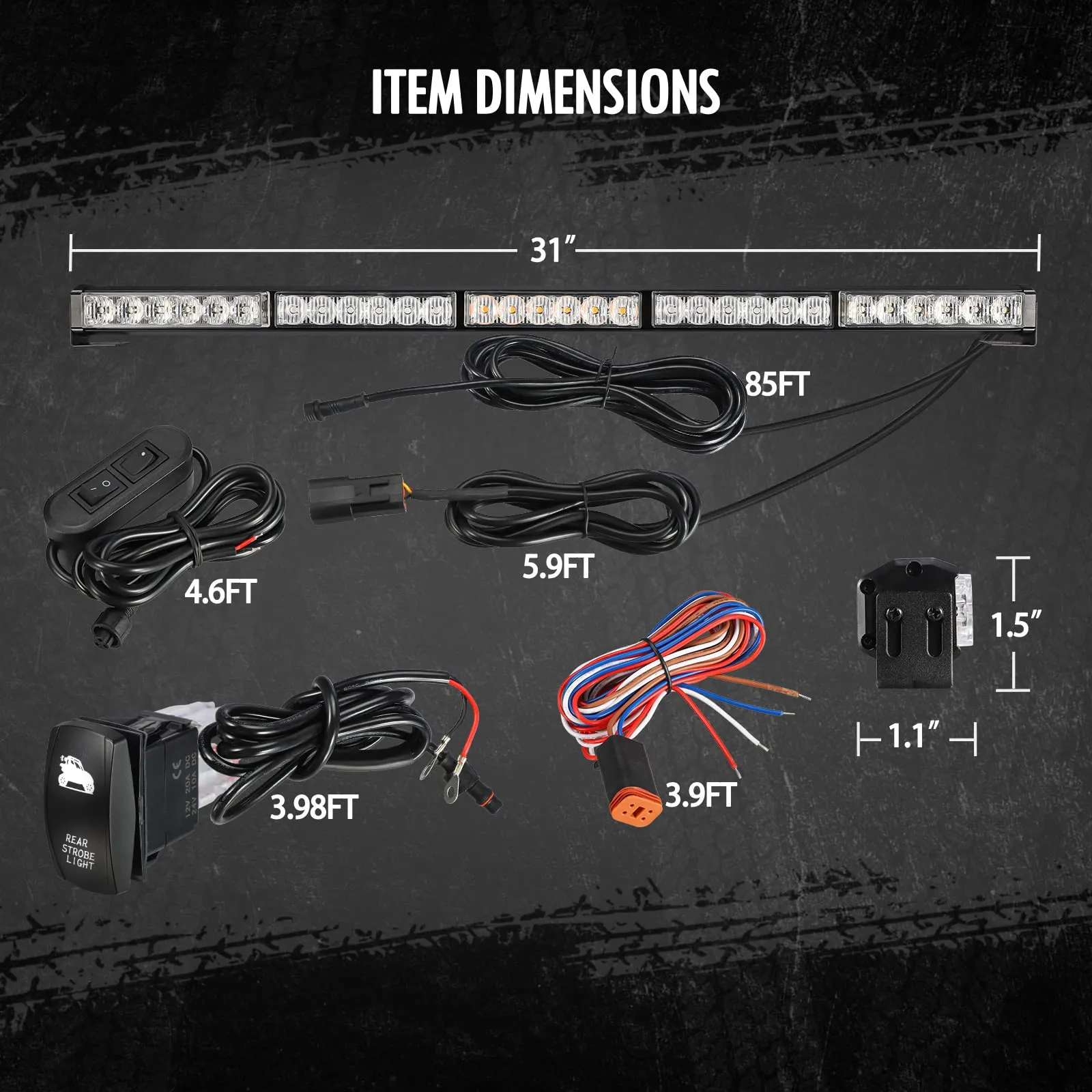 Partsam 30" Strobe Light Bar for UTV, ATV, RZR, Polaris, Can-am, 4x4, Trucks