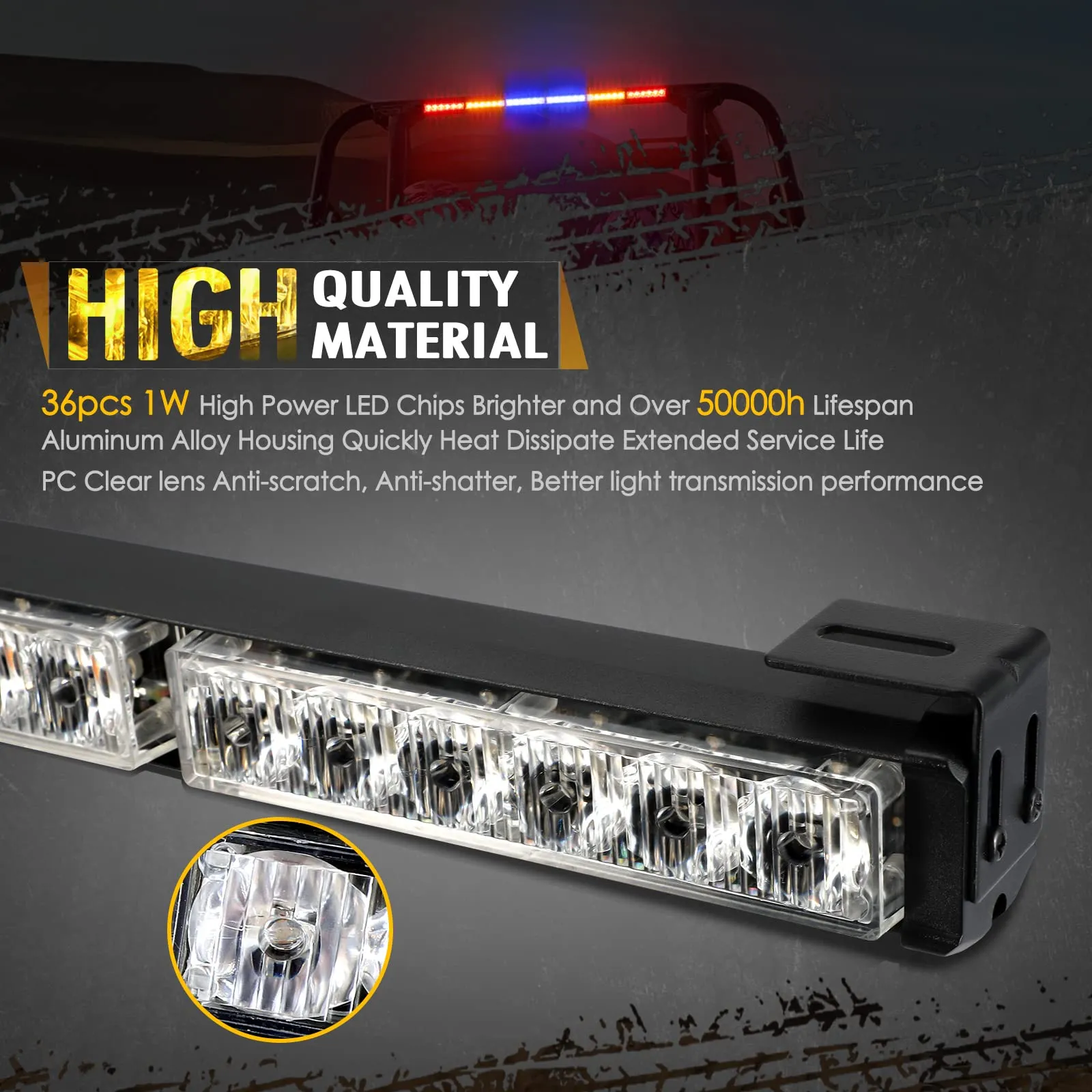 Partsam 36" Rear Chase Light Bar for UTV, ATV, RZR, Polaris, Can-am, Yamaha