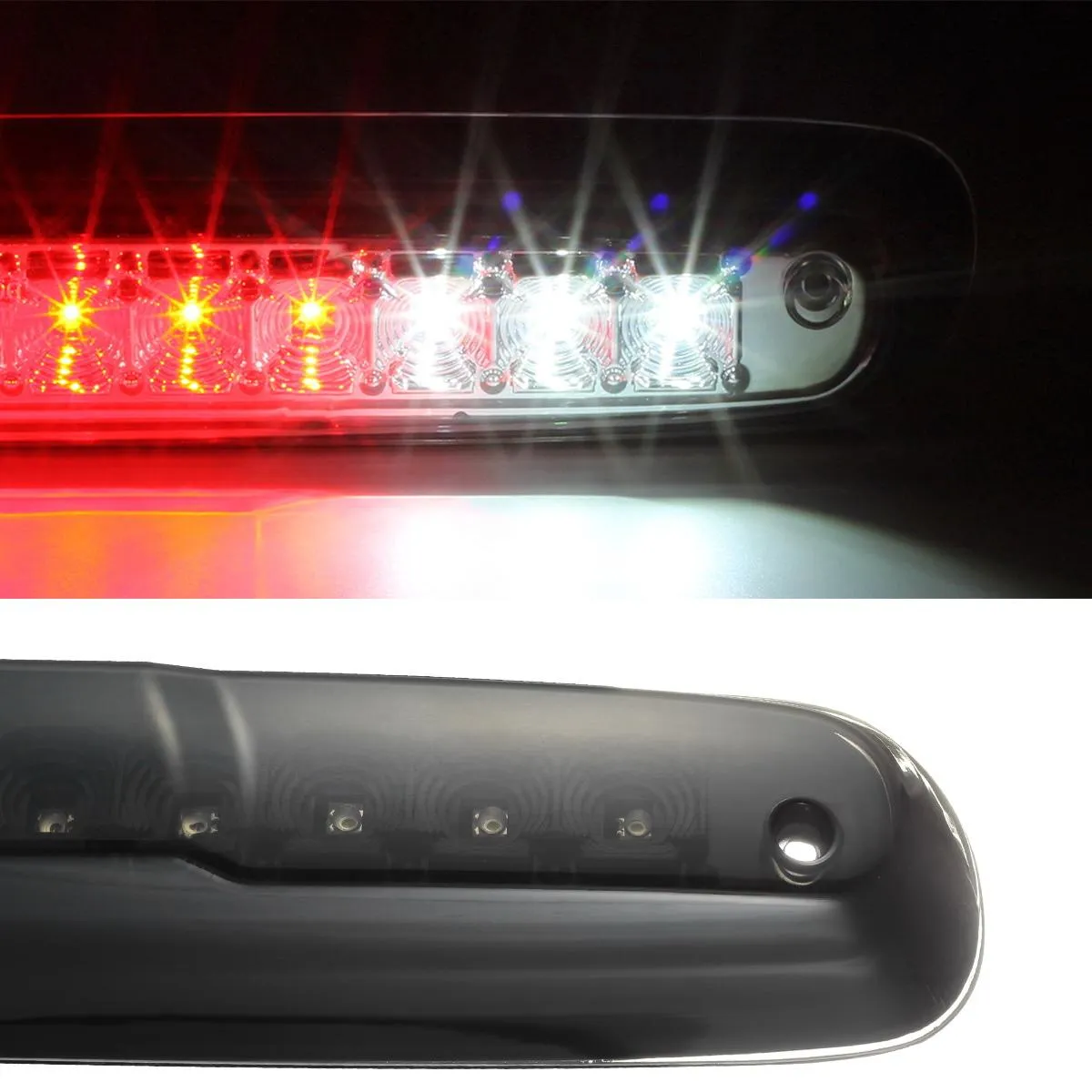 Partsam High Mount Stop Light Led Third 3rd Brake Light Replacement for Silverado and Sierra 1500 2500 HD 3500 HD 2007 to 2013 Rear Cab Roof Brake Tail Light Cargo Lamp Smoke Lens Black Housing