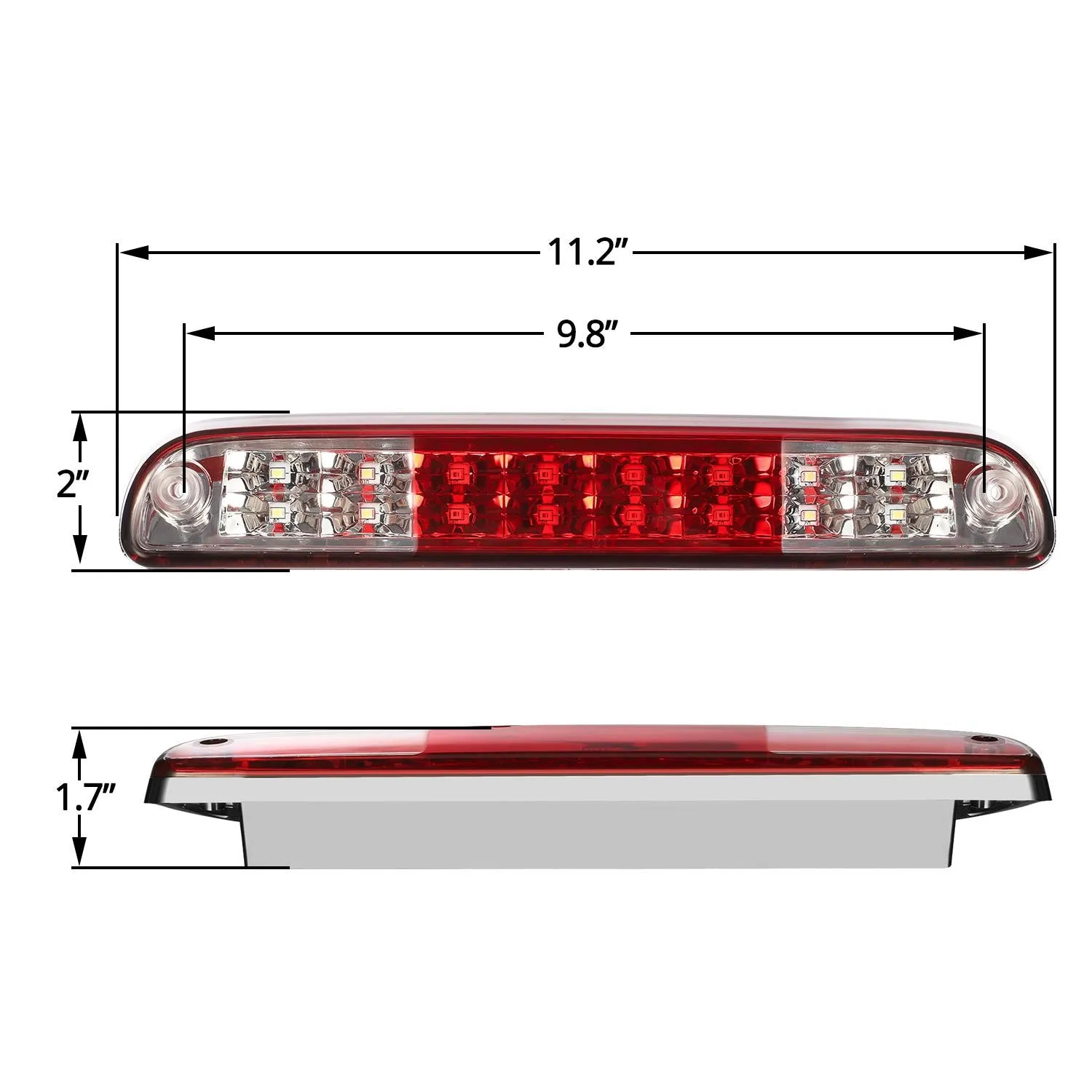 Partsam High Mount Stop Light Third 3rd Brake Light Replacement for F250 F350 F450 F550 Super Duty 1999 to 2016 / Ranger/B series LED Rear Cab Roof Center Mount Brake Stop Tail Cargo Light Lamp (Red)