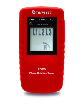 Phase Rotation Tester:  Determines Correct Phase Wiring Sequence for 3-Phase System Installations CATIII 600V - (PR400)