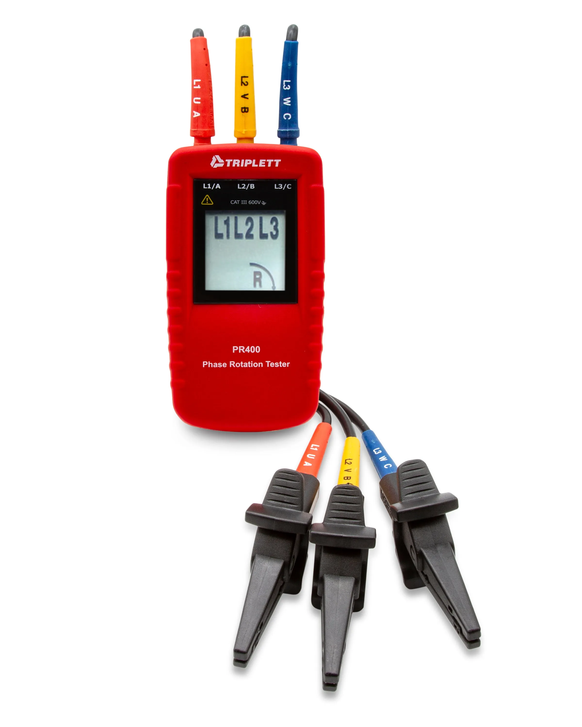 Phase Rotation Tester:  Determines Correct Phase Wiring Sequence for 3-Phase System Installations CATIII 600V - (PR400)