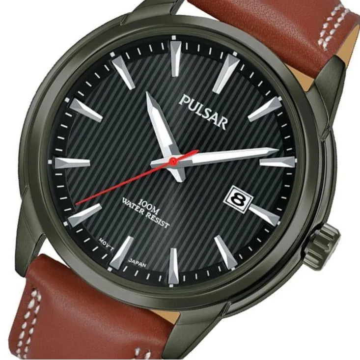 Pulsar Sports Brown Leather Men's Watch -  PS9587X
