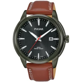Pulsar Sports Brown Leather Men's Watch -  PS9587X