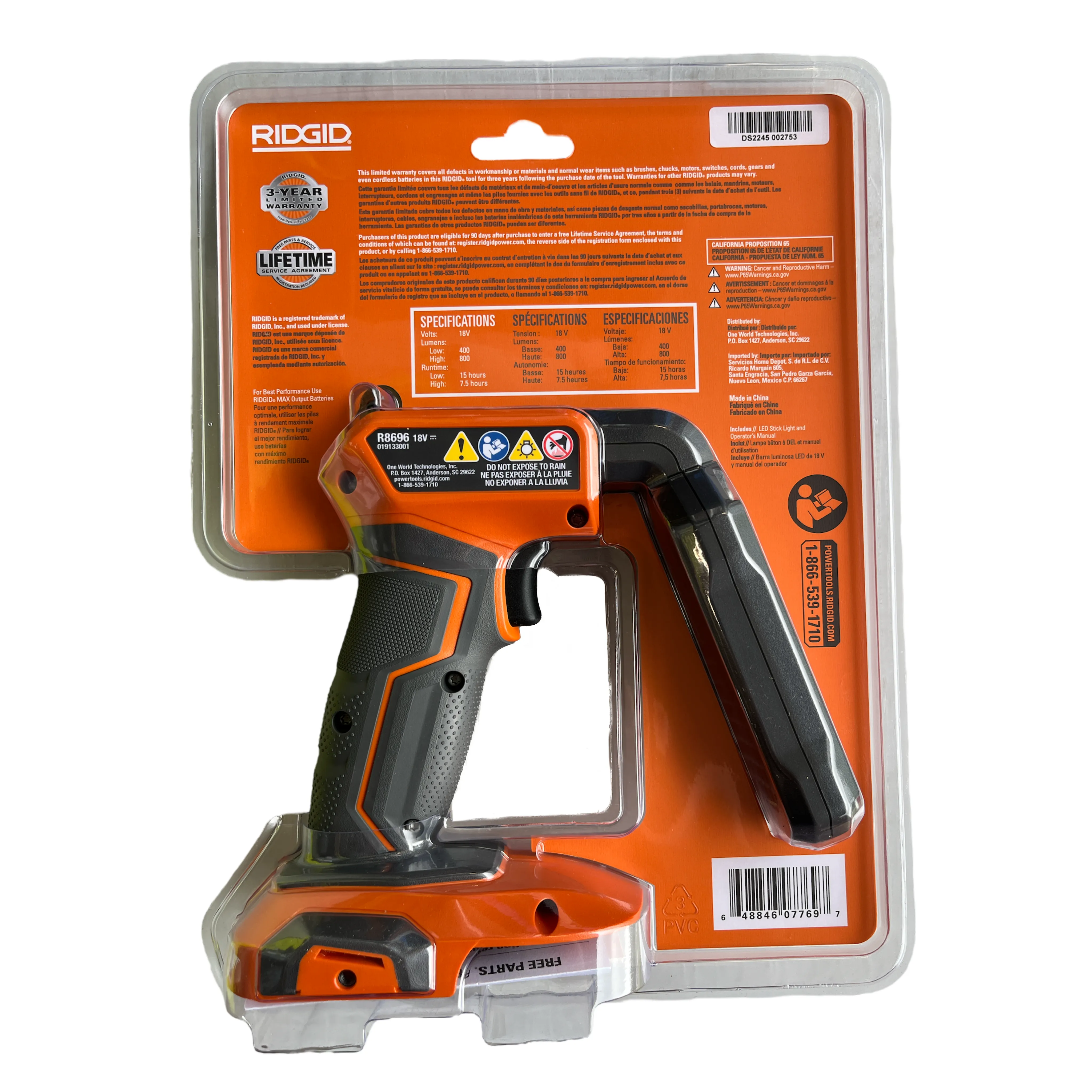 RIDGID 18-Volt Cordless LED Stick Light (Tool Only)