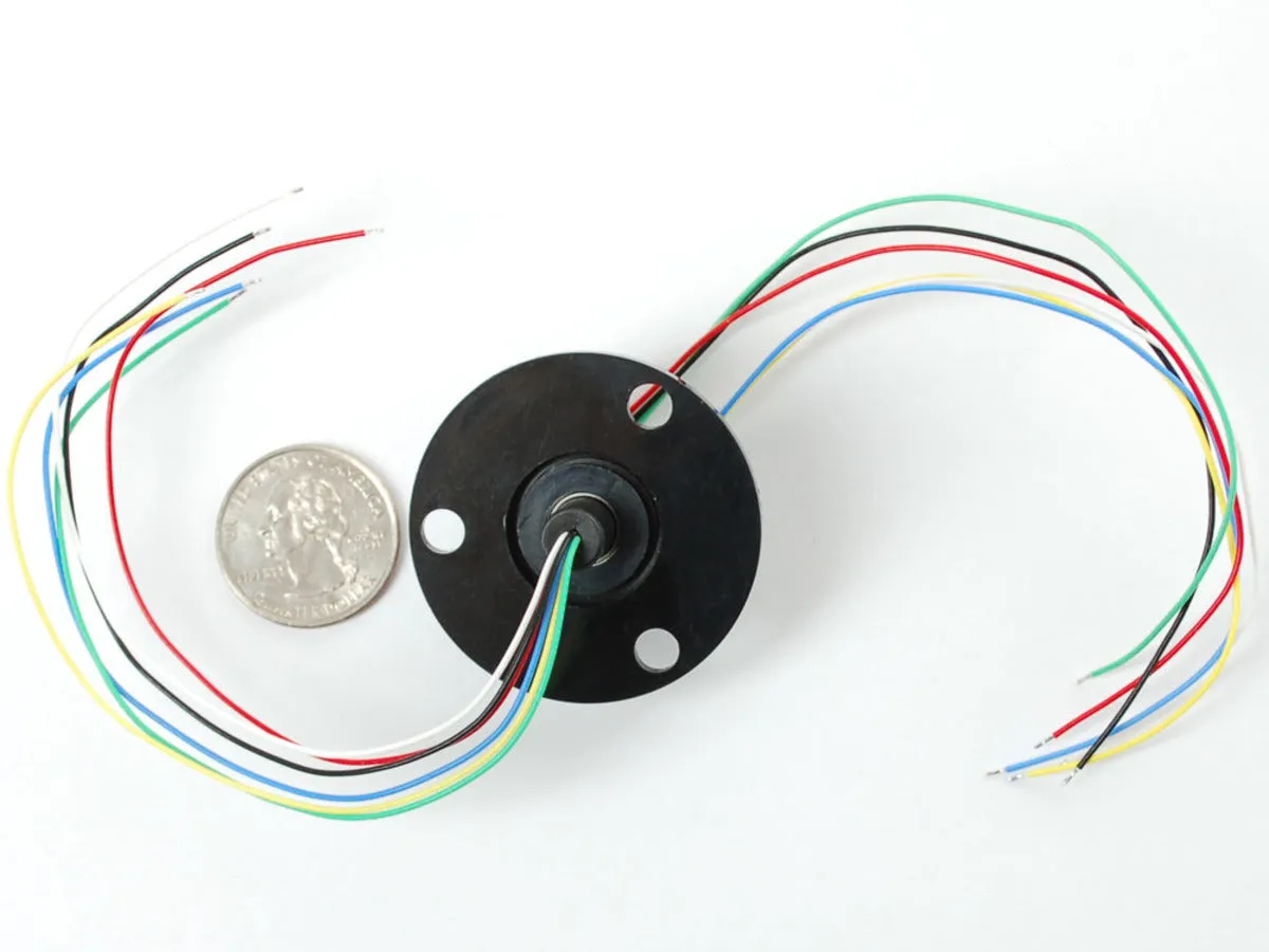 Slip Ring with Flange - 22mm diameter, 6 wires, max 240V @ 2A