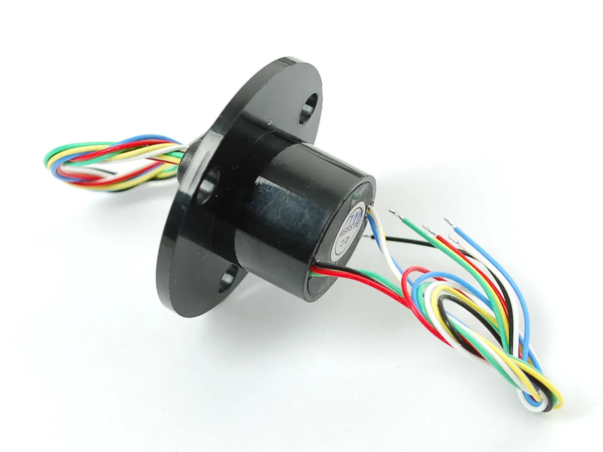 Slip Ring with Flange - 22mm diameter, 6 wires, max 240V @ 2A