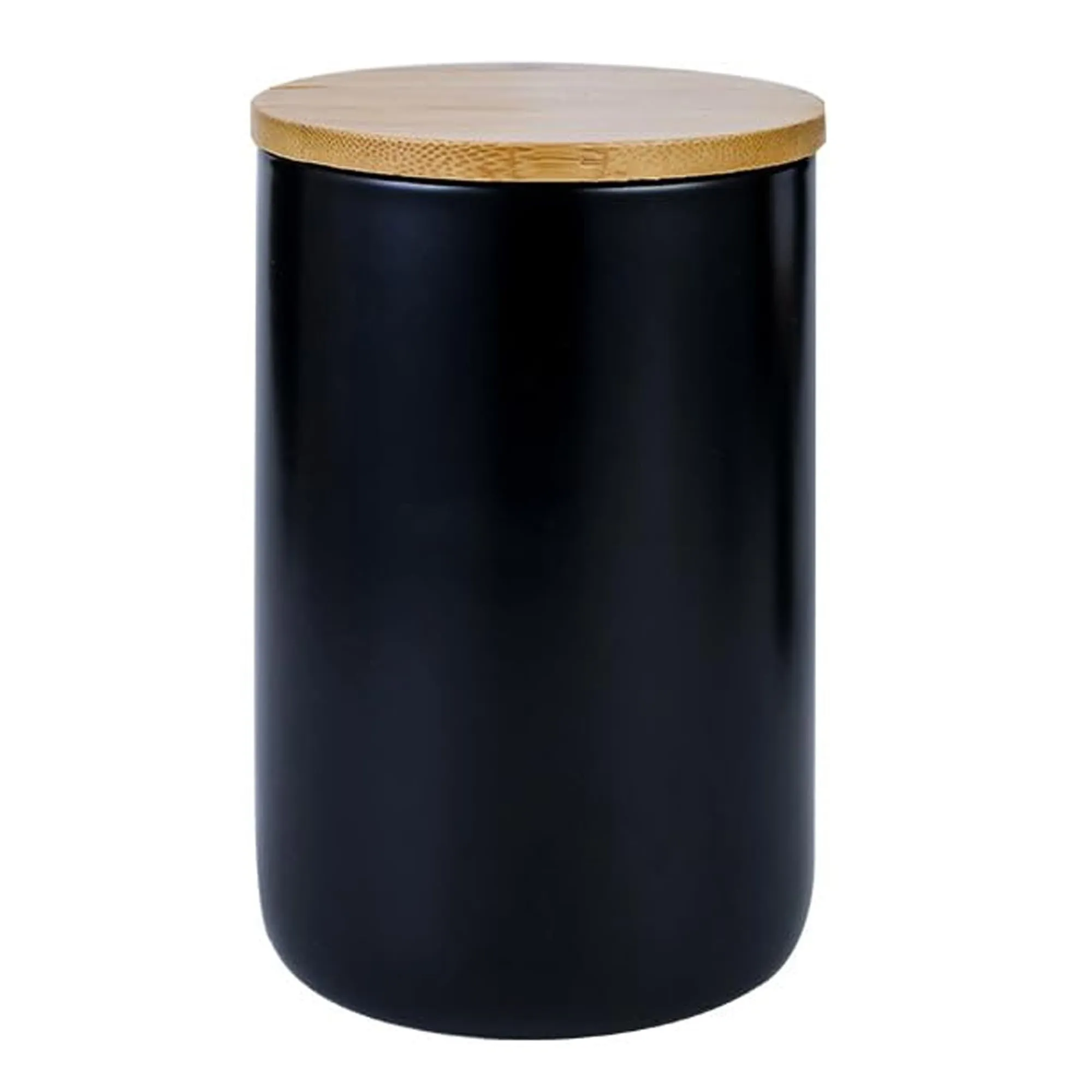 The Better Home UMAI 1000ml Ceramic Jar for Kitchen Storage | Air tight Container Set with Bamboo Lid | Kitchen Container for Snacks, Tea, Sugar | Multipurpose Organizer | Black