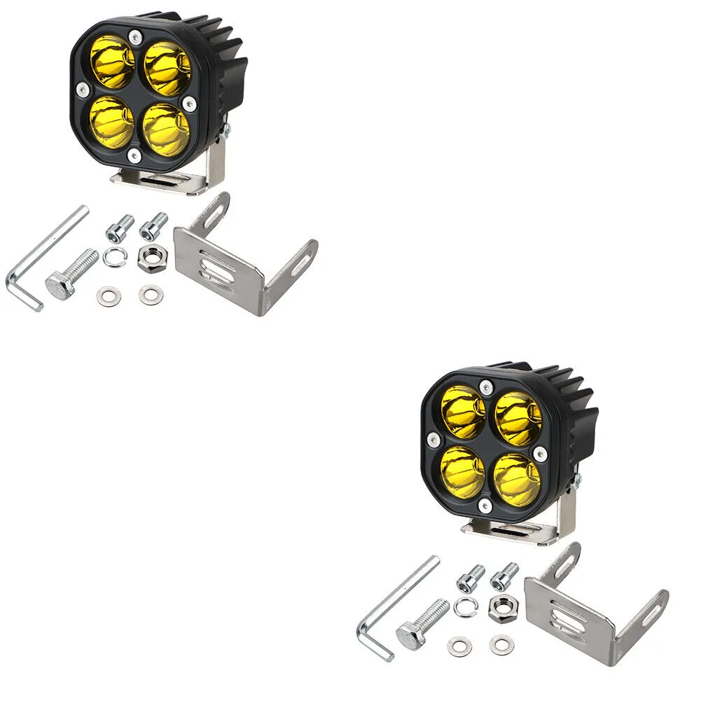 US 1-2 Pcs 3'' 80W Amber Driving Fog Lights LED Cube Pod Offroad Work Auxiliary