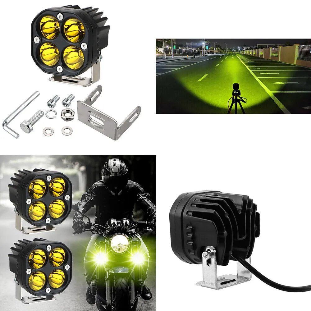 US 1-2 Pcs 3'' 80W Amber Driving Fog Lights LED Cube Pod Offroad Work Auxiliary