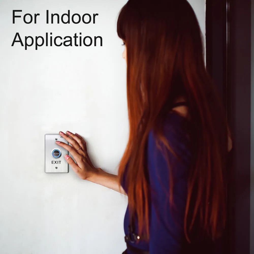 Visionis VIS-7013 - Indoor Stainless Steel No Touch Request to Exit Button with Timer Delay Standard Size with LED Light NC COM and NO Outputs
