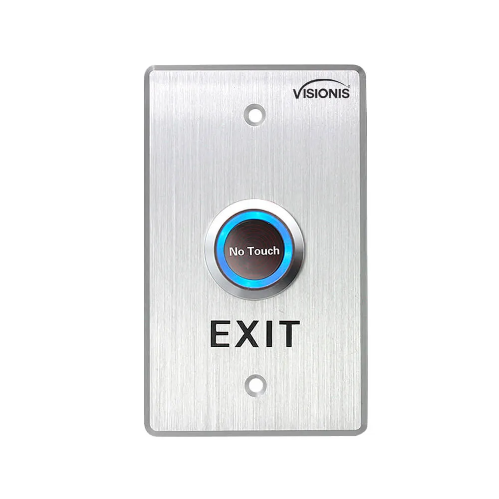 Visionis VIS-7013 - Indoor Stainless Steel No Touch Request to Exit Button with Timer Delay Standard Size with LED Light NC COM and NO Outputs