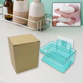 Wall Mounted 2 Layer Soap Holder with Hook Self Adhesive Double Layer Plastic Soap Dish with Hook for Bathroom Kitchen Sink and Wash Basin (2 Layer 1 Pc)